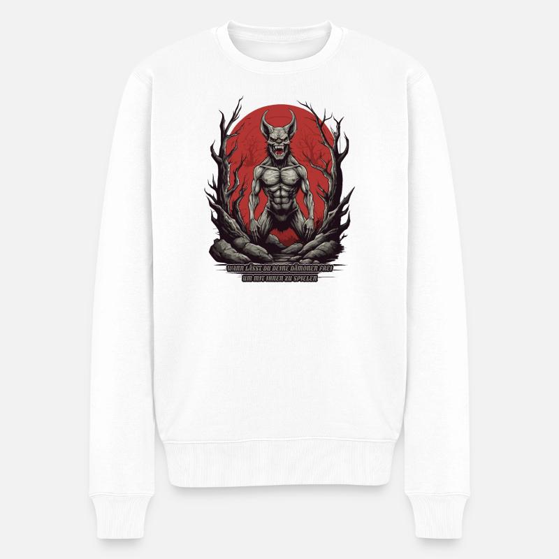 Höllen Dämon - Männer Premium Bio Pullover - Weiß