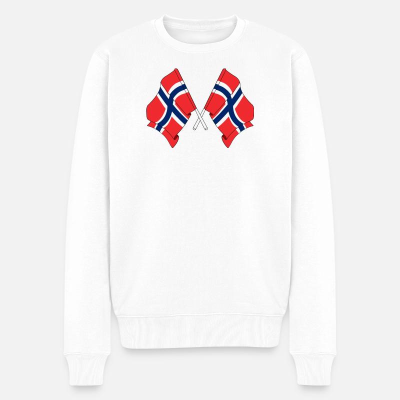 Deux drapeaux Norvège - Pull Premium bio Homme - blanc