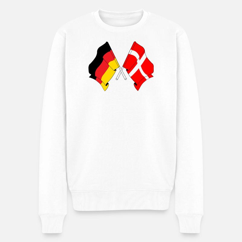 Flagge von Deutschland und Flagge von Dänemark - Männer Premium Bio Pullover - Weiß