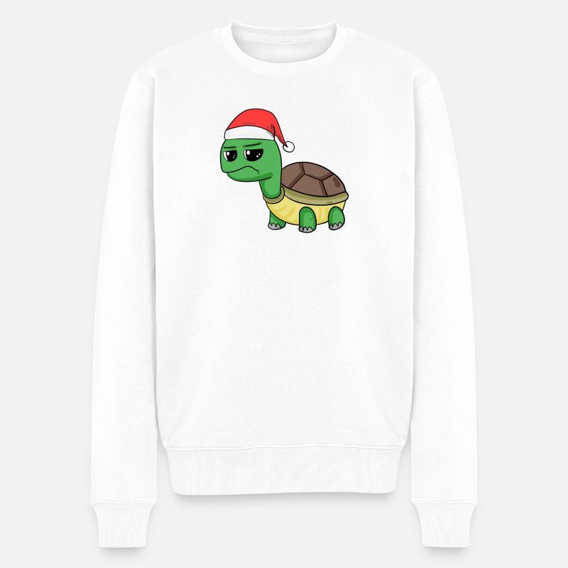 Schildkröte Weihnachten - Männer Premium Bio Pullover - Weiß