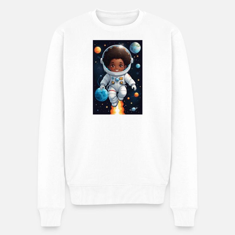 Visage d’enfant aventurier de l’espace - Pull Premium bio Homme - blanc