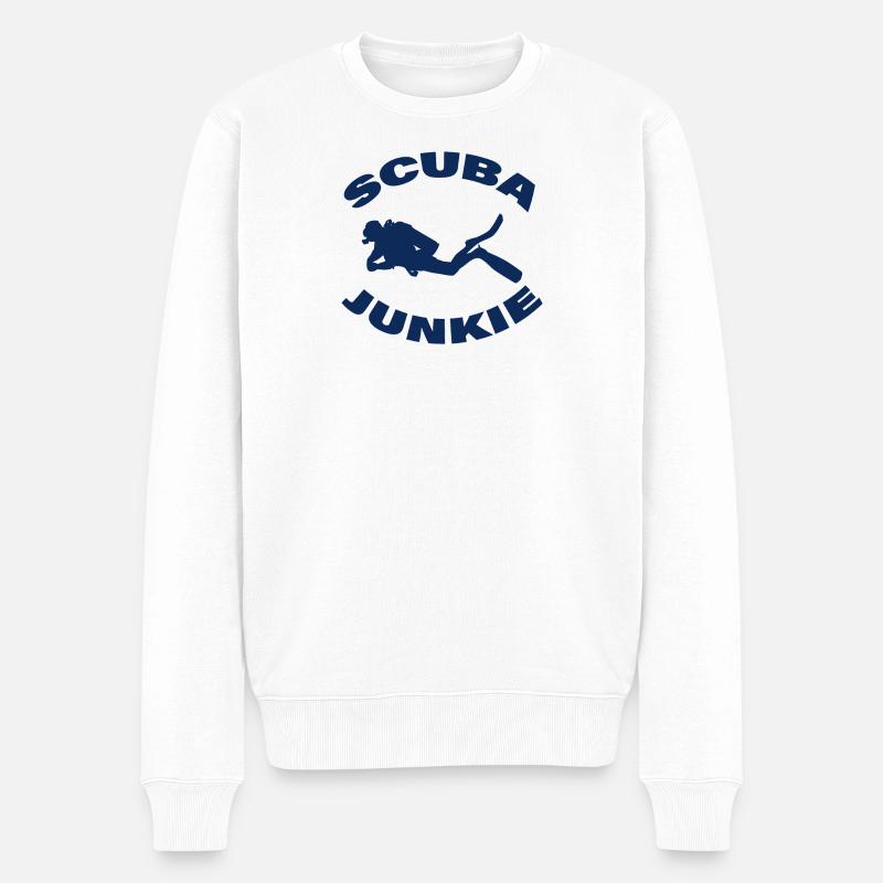 ACCRO À LA PLONGÉE SOUS-MARINE - Pull Premium bio Homme - blanc