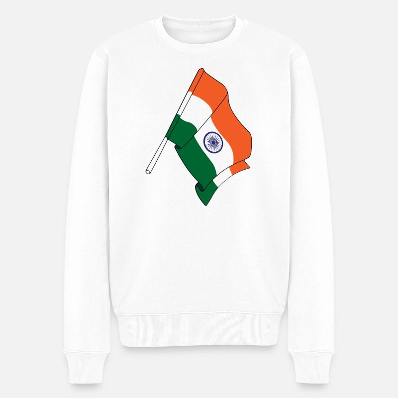 Flagge Indien - Männer Premium Bio Pullover - Weiß