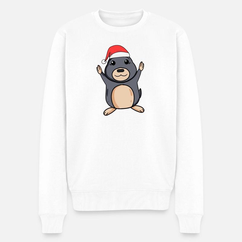 Maulwurf Weihnachten - Männer Premium Bio Pullover - Weiß