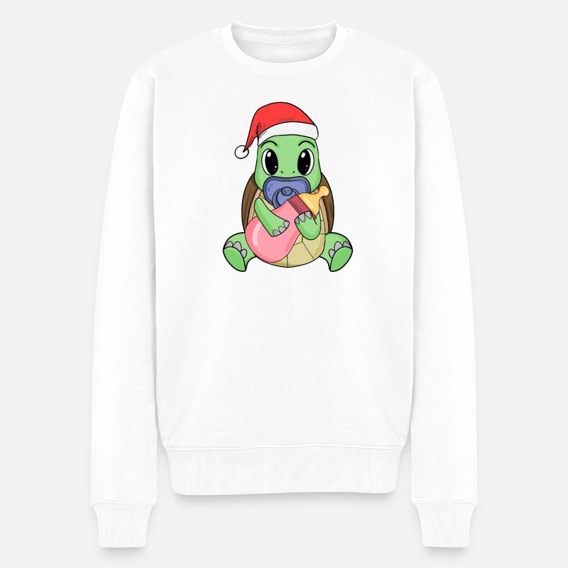 Tortue bébé Noël - Pull Premium bio Homme - blanc