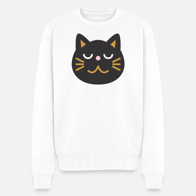 Visage de chat japonais L Noir - Pull Premium bio Homme - blanc