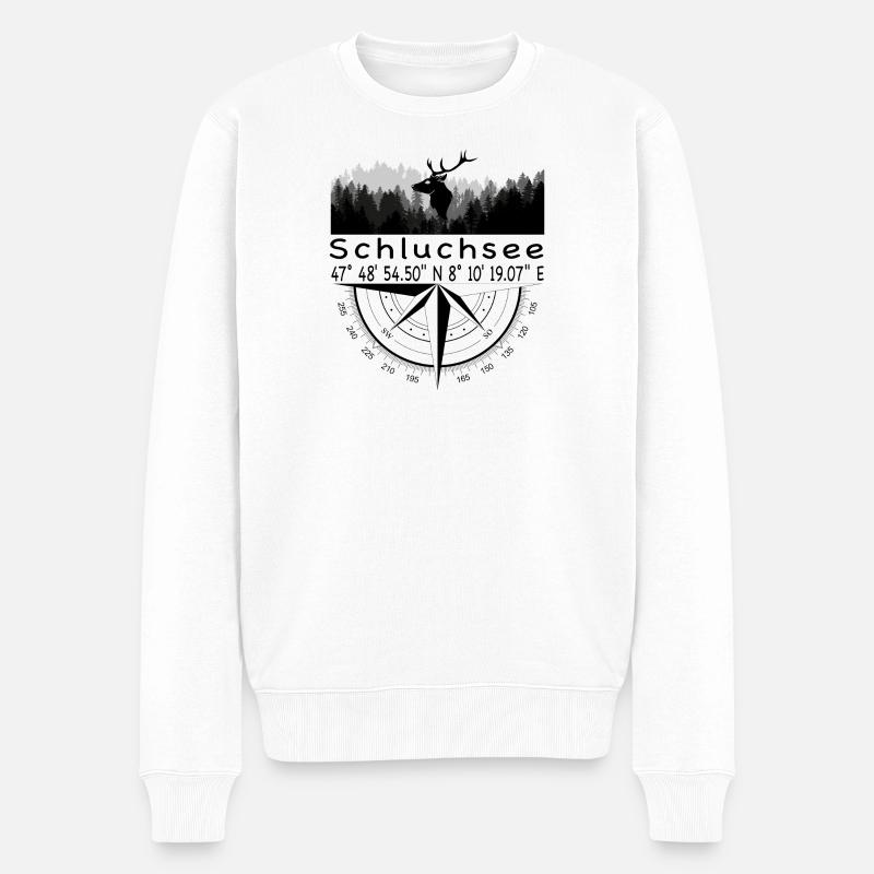 Koordinaten Schluchsee - Männer Premium Bio Pullover - Weiß