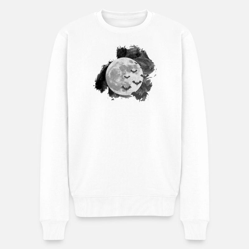 Fledermäuse, monde, Halloween Outfit - Männer Premium Bio Pullover - Weiß