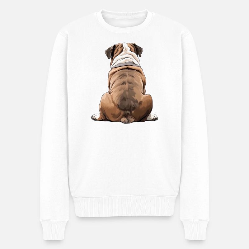 Bulldogge - Männer Premium Bio Pullover - Weiß