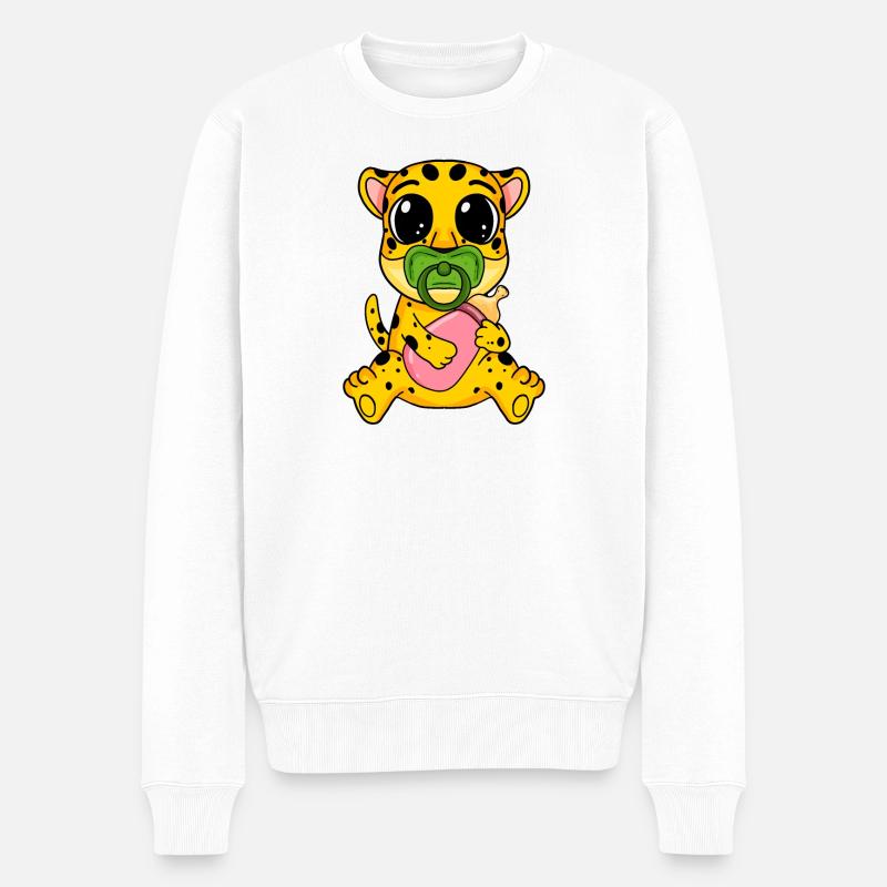 Motif de bébé guépard - Pull Premium bio Homme - blanc