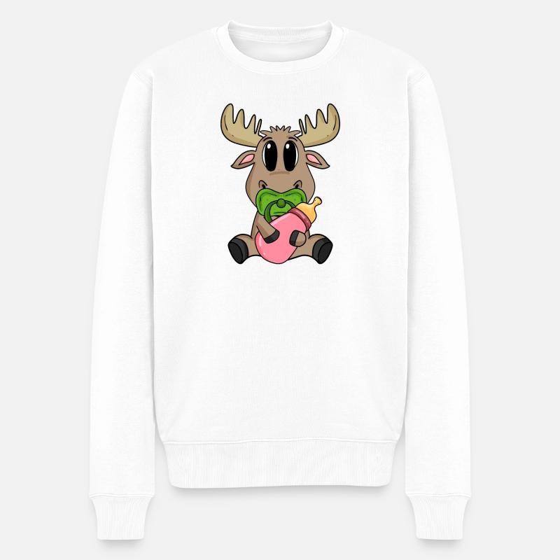 Baby Elch Motiv - Männer Premium Bio Pullover - Weiß