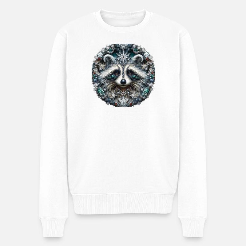 Frostbär Fraktal Muster - Männer Premium Bio Pullover - Weiß