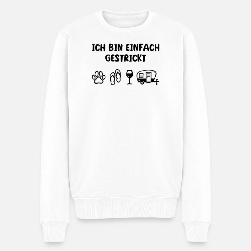 Relaxen Wanderer Camping Statement Wohnwagen - Männer Premium Bio Pullover - Weiß