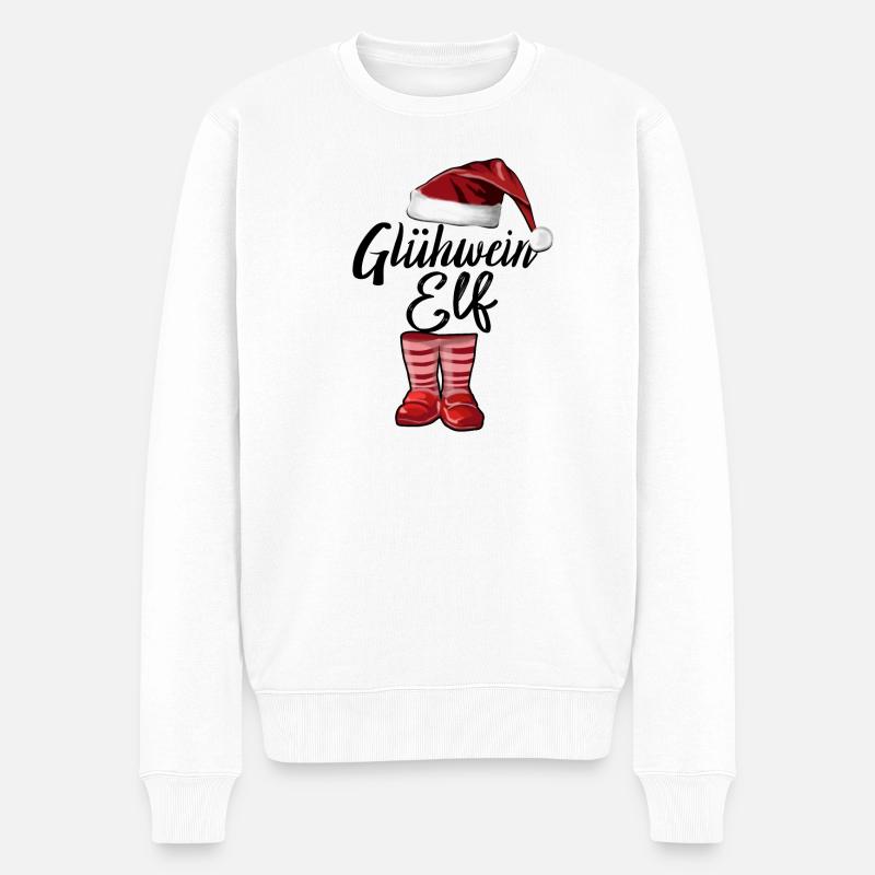 Weihnachten Glühwein Elf: Wichtelgeschenke - Männer Premium Bio Pullover - Weiß
