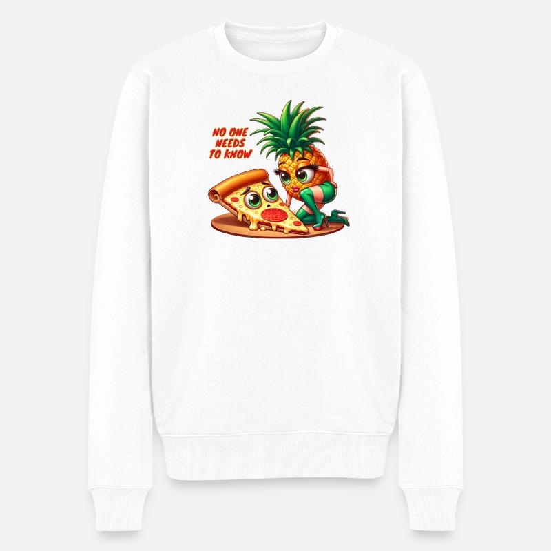 Niemand muss das wissen! Pizza Hawaii Print - Männer Premium Bio Pullover - Weiß