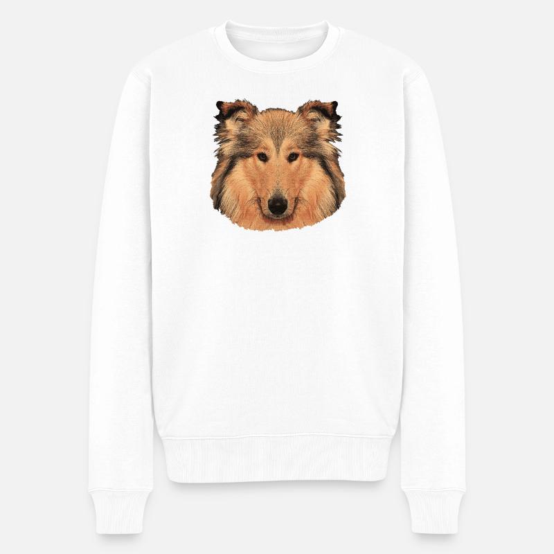 hunde tees mädchen, langhaar collie - Männer Premium Bio Pullover - Weiß