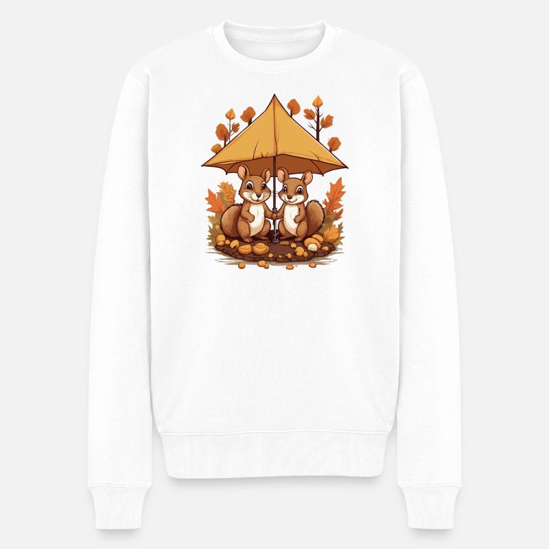 Süße Eichhörnchen - Männer Premium Bio Pullover - Weiß