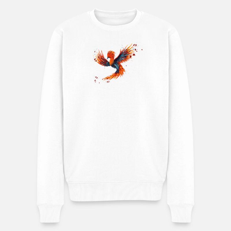 Aquarelle Phoenix - Pull Premium bio Homme - blanc
