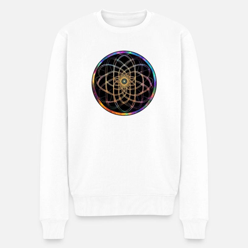 Regenbogen Mandala Kreismuster - Männer Premium Bio Pullover - Weiß