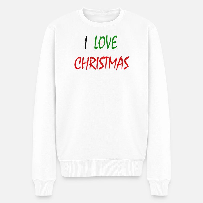 Ich liebe Weihnachten - Männer Premium Bio Pullover - Weiß
