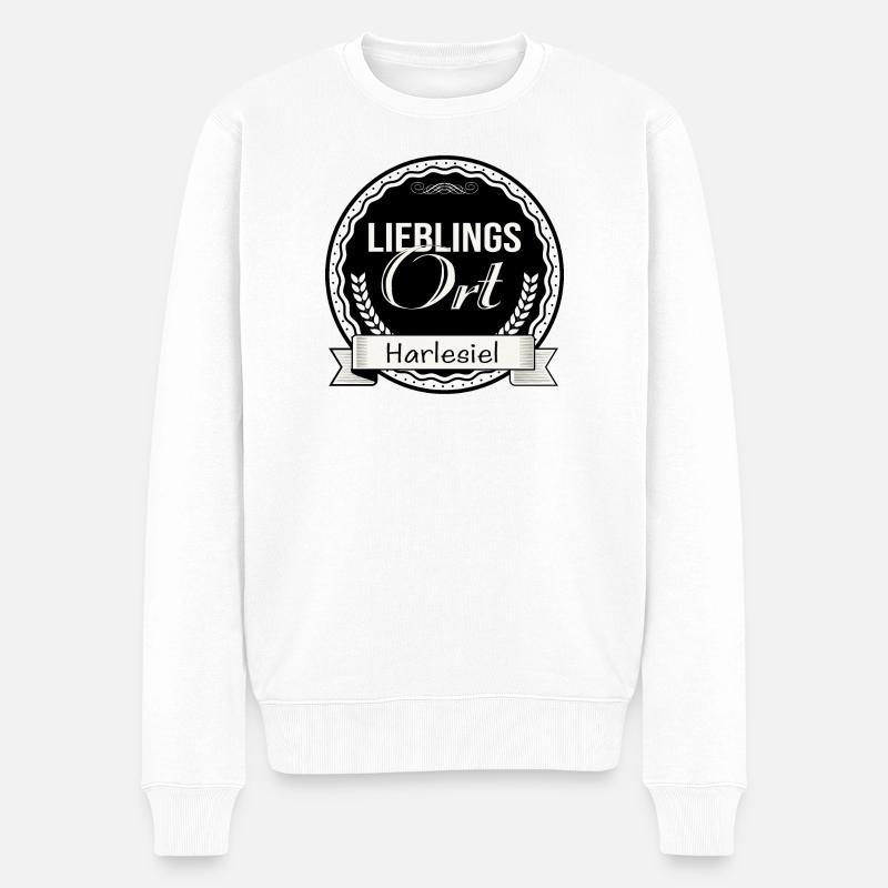 Lieblingsort Harlesiel - Männer Premium Bio Pullover - Weiß