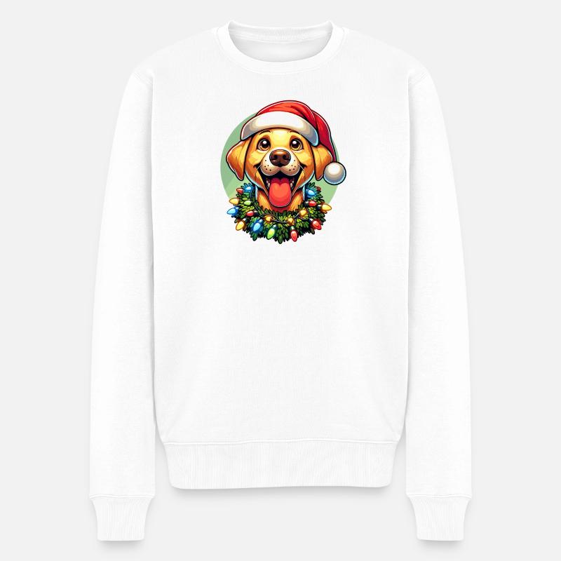 Labrador Merry Christmas - Warmes Geschenk - Männer Premium Bio Pullover - Weiß