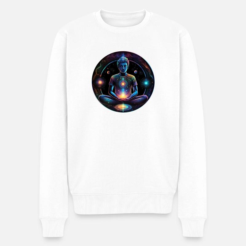 Kosmische Meditation Sternenenergie - Männer Premium Bio Pullover - Weiß