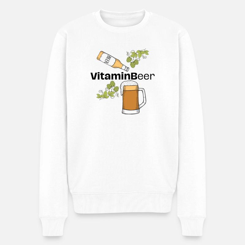 VitaminBeer - Männer Premium Bio Pullover - Weiß