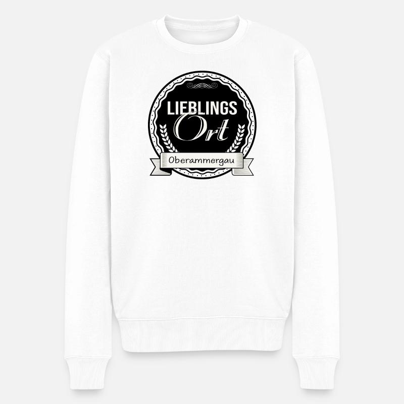 Lieblingsort Oberammergau - Männer Premium Bio Pullover - Weiß