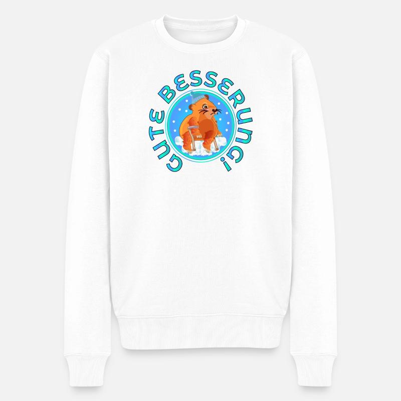 GENESUNGSWÜNSCHE KRÜCKEN - CAPYBARA WASSERSCHWEIN - Männer Premium Bio Pullover - Weiß