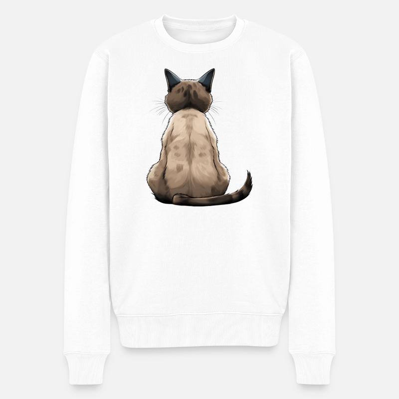 Siamkatze - Männer Premium Bio Pullover - Weiß
