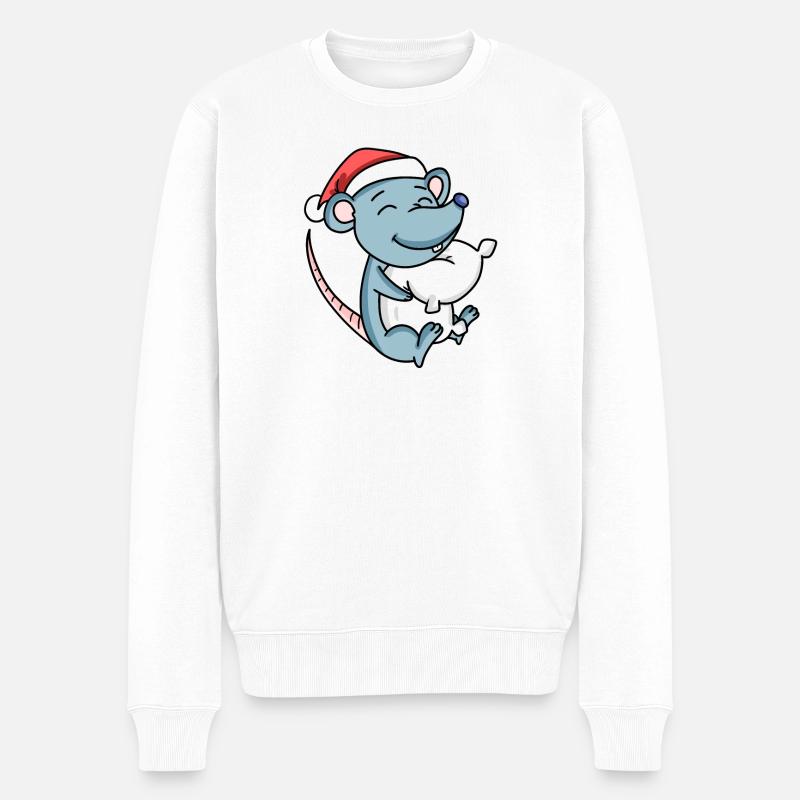 Souris Mignon Fatigué Noël - Pull Premium bio Homme - blanc