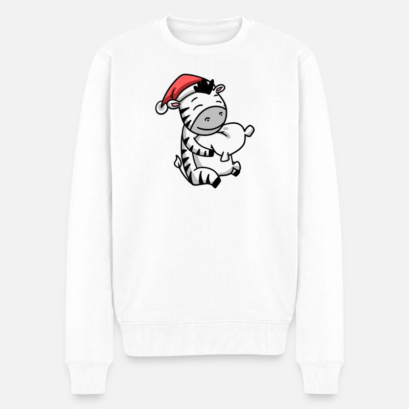 Zèbre Mignon Fatigué Noël - Pull Premium bio Homme - blanc