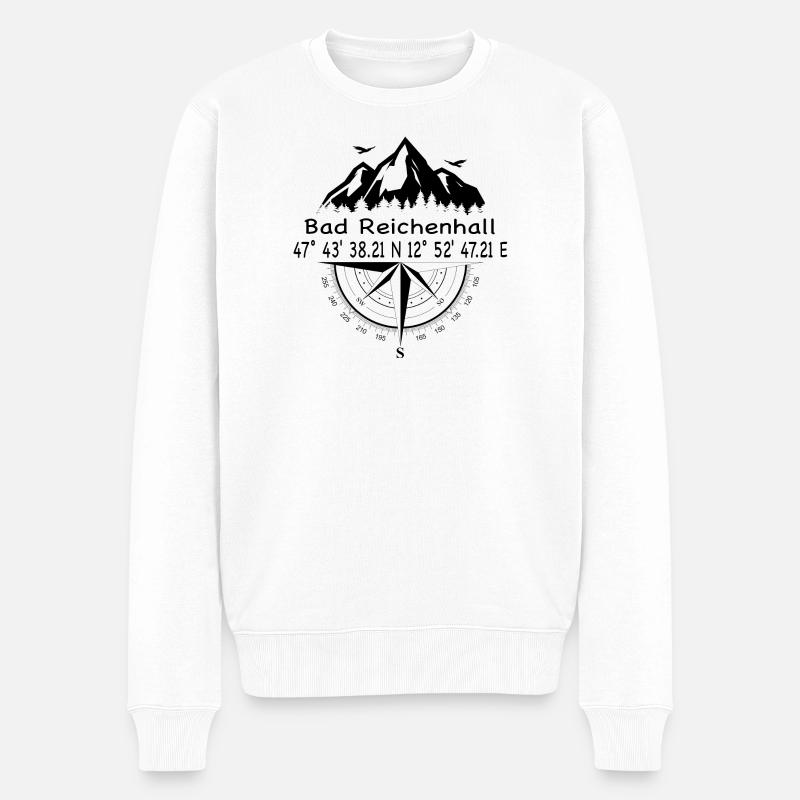 Koordinaten Bad Reichenhall - Männer Premium Bio Pullover - Weiß