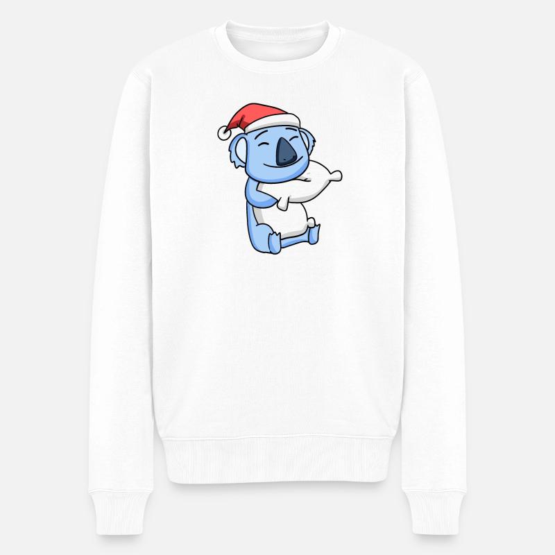 Koala Mignon Fatigué Noël - Pull Premium bio Homme - blanc
