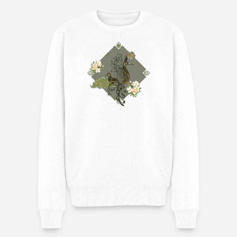 Einzigartige Fantasy-Vögel - Männer Premium Bio Pullover - Weiß