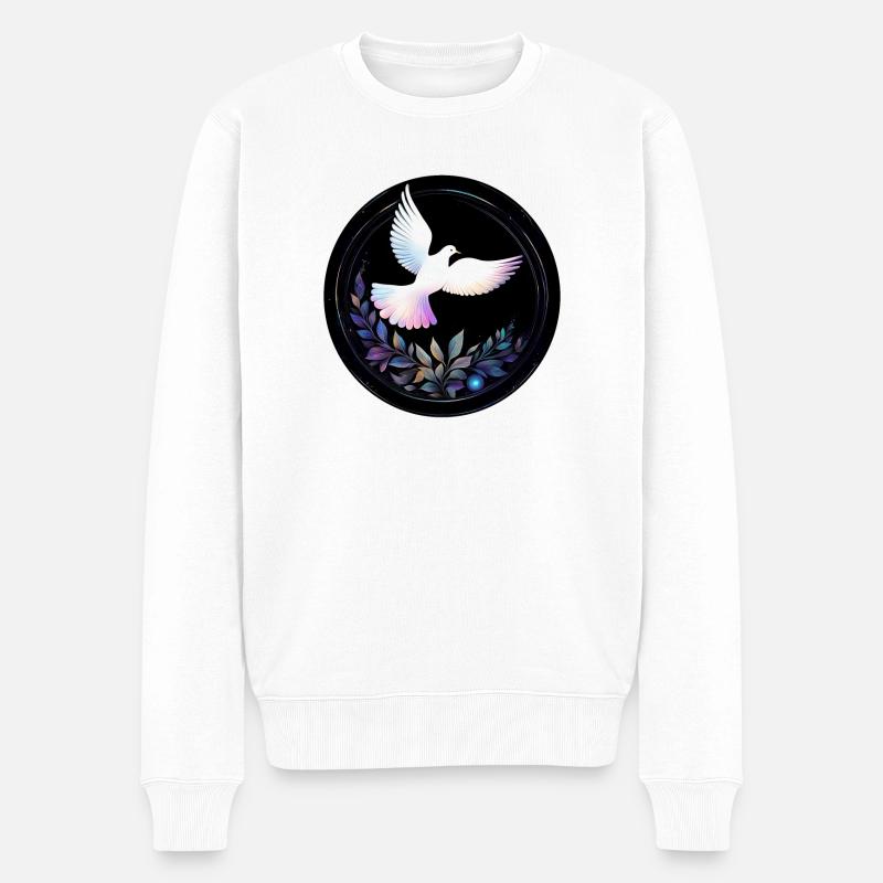 Pastelltaube im Sternkreis - Männer Premium Bio Pullover - Weiß