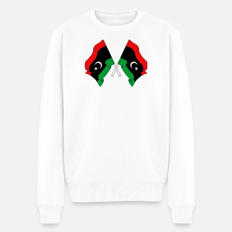 Deux drapeaux Libye - Pull Premium bio Homme - blanc
