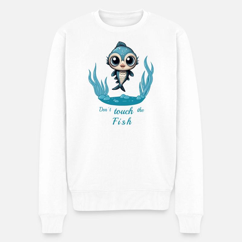 Süßer Fisch - Männer Premium Bio Pullover - Weiß