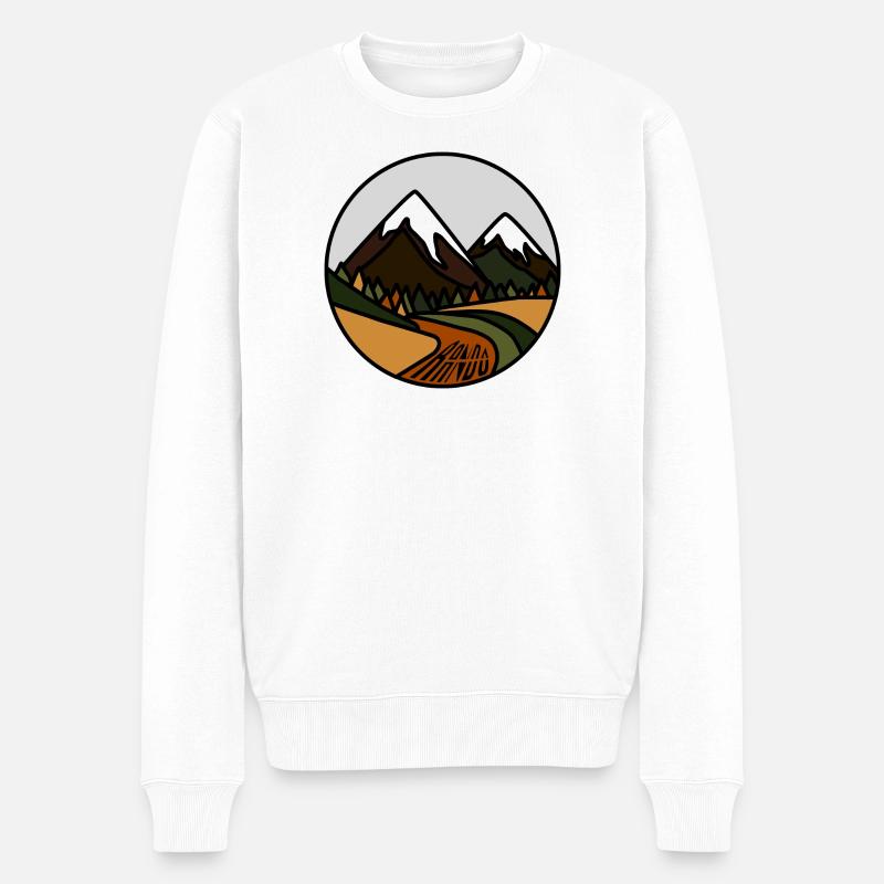 Schneebedeckte Berge und Alpentäler - Männer Premium Bio Pullover - Weiß
