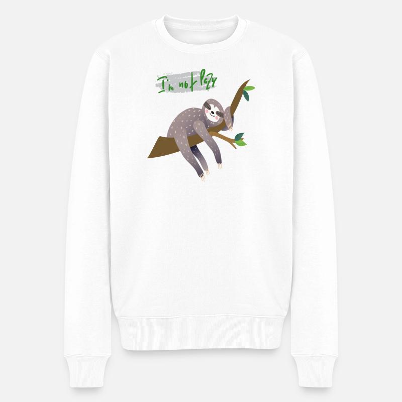 Faultier i'm not lazy - Männer Premium Bio Pullover - Weiß