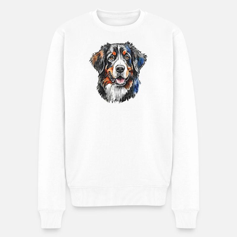 Portrait de bouvier bernois - Pull Premium bio Homme - blanc