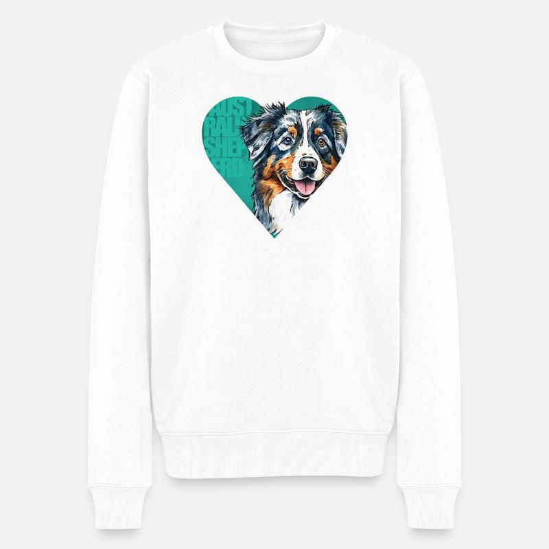 Portrait de berger australien - Pull Premium bio Homme - blanc