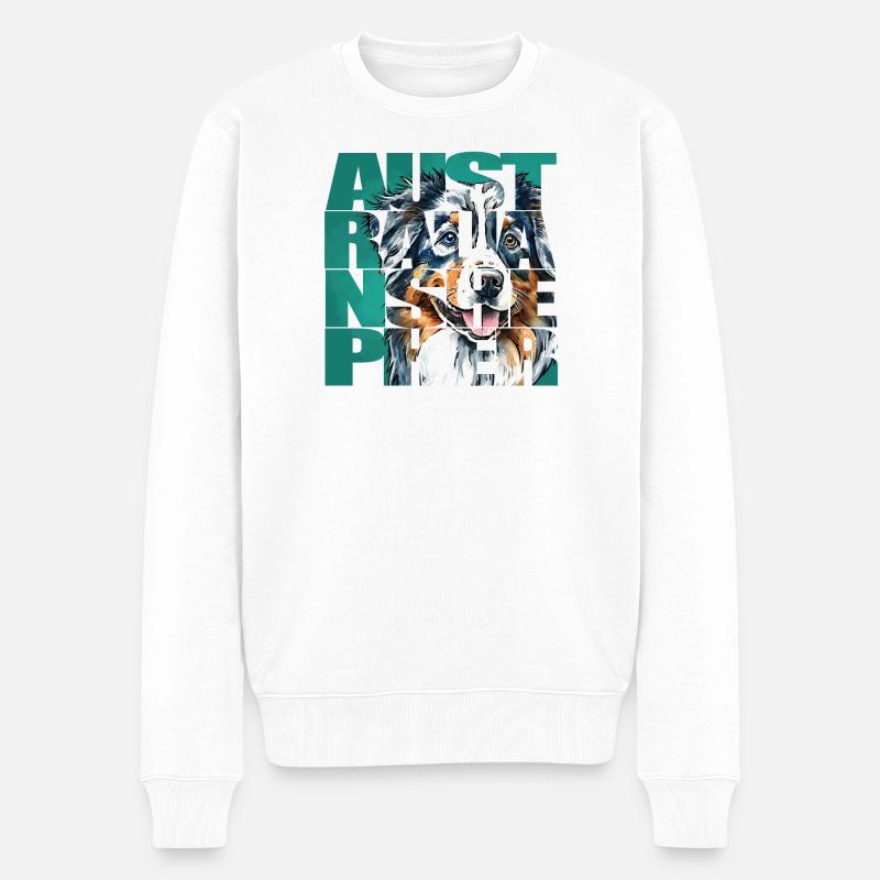 Australian Shepherd Portrait - Männer Premium Bio Pullover - Weiß