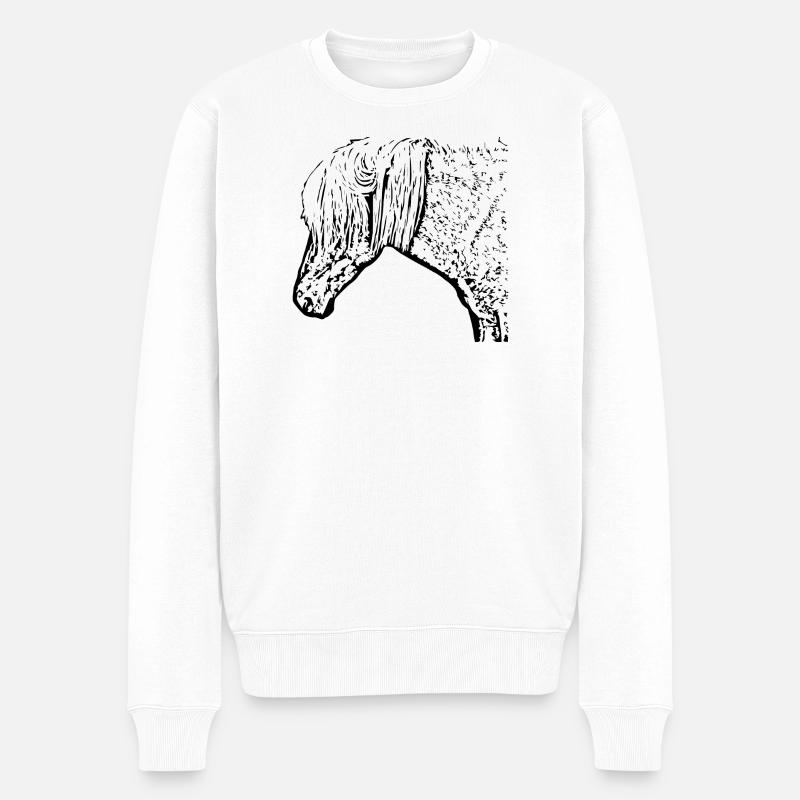 Pferde T-shirt Geschenk Reiter  - Männer Premium Bio Pullover - Weiß