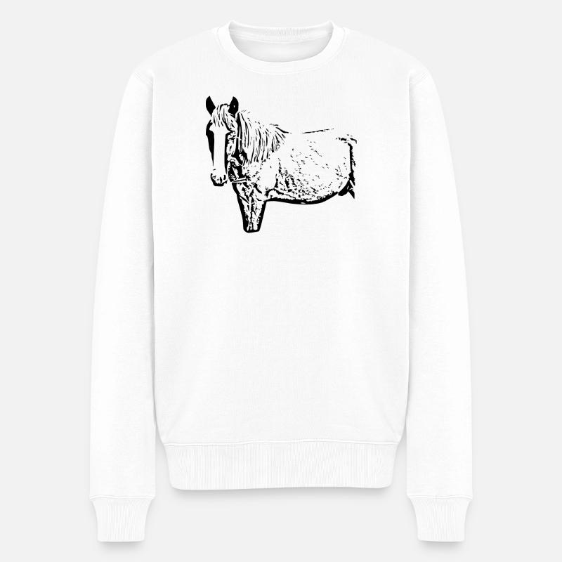 Pferde T-shirt Geschenk Reiter  - Männer Premium Bio Pullover - Weiß
