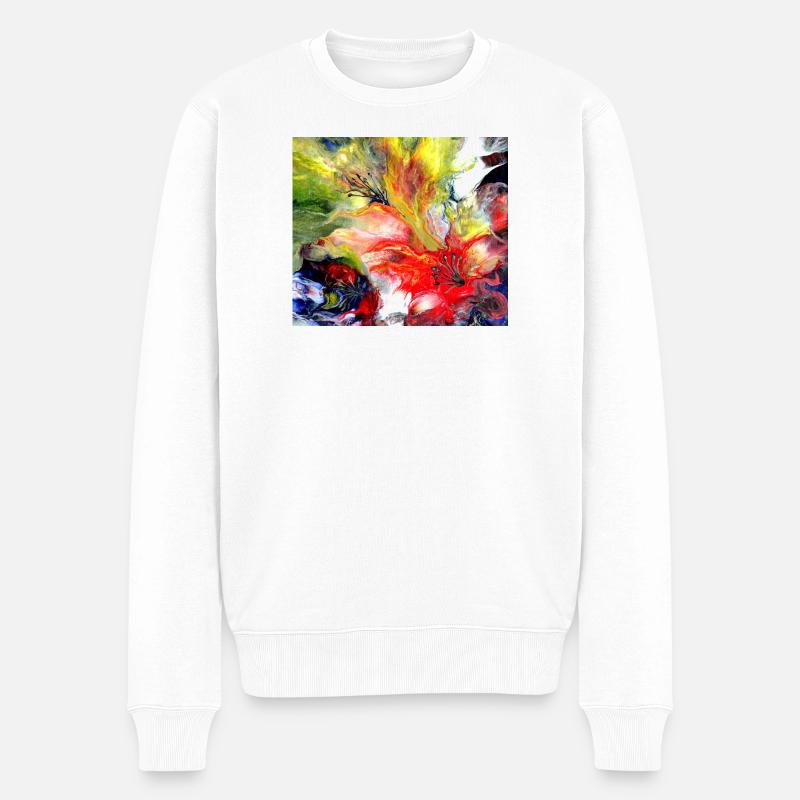 Blumenfantasie - Männer Premium Bio Pullover - Weiß