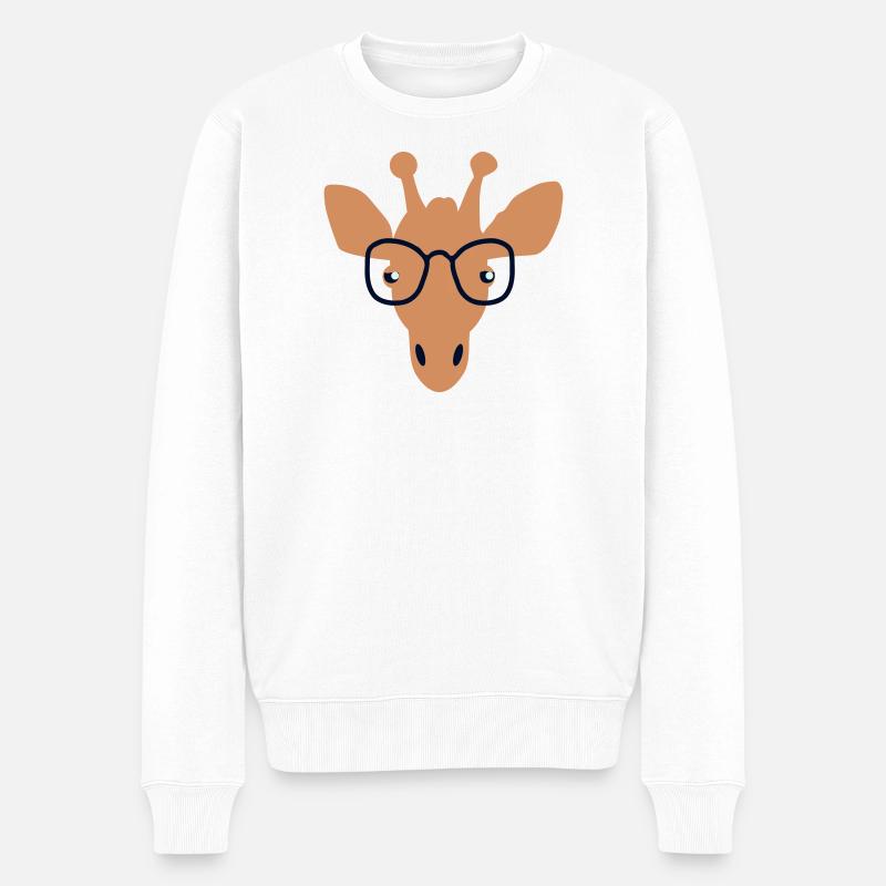 Giraffe mit Durchblick - Männer Premium Bio Pullover - Weiß