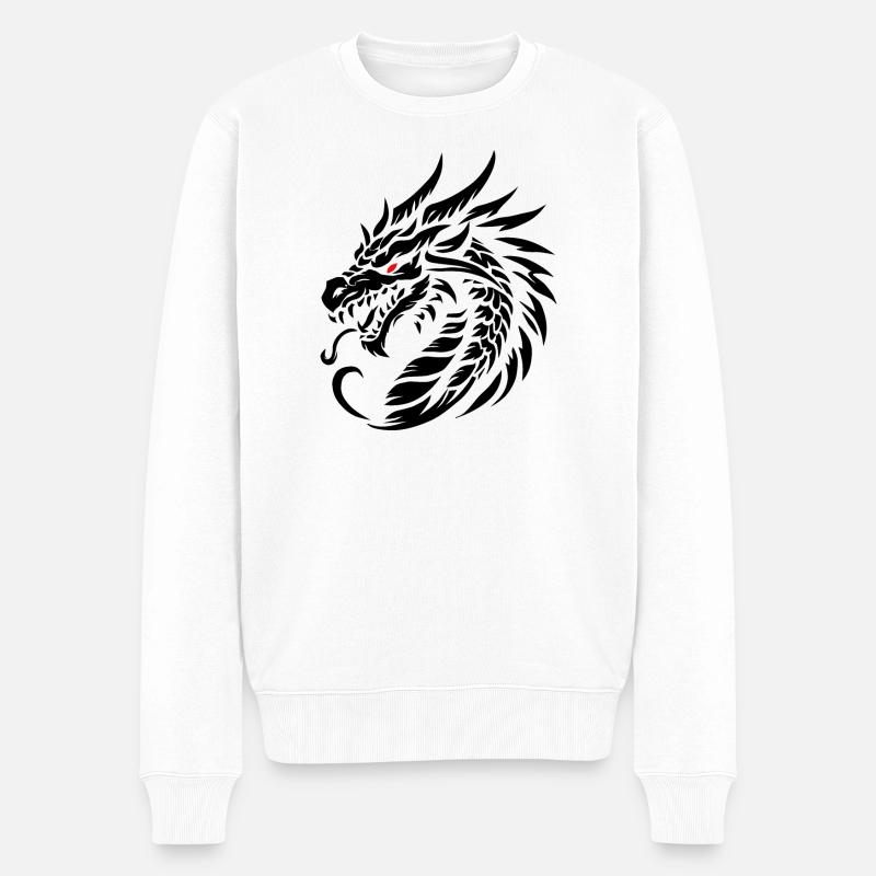Dragonemblem black - Männer Premium Bio Pullover - Weiß