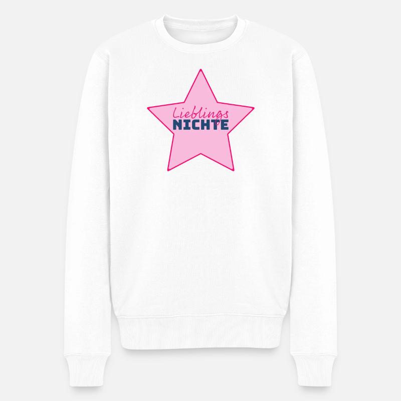 Lieblingsnichte Tshirt Stern - Männer Premium Bio Pullover - Weiß